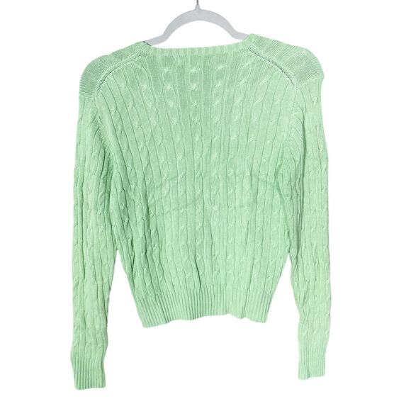J. McLaughlin Cable Knit Sweater Long Sleeve Crew Neck Lime Green Size Small - Picture 2 of 3